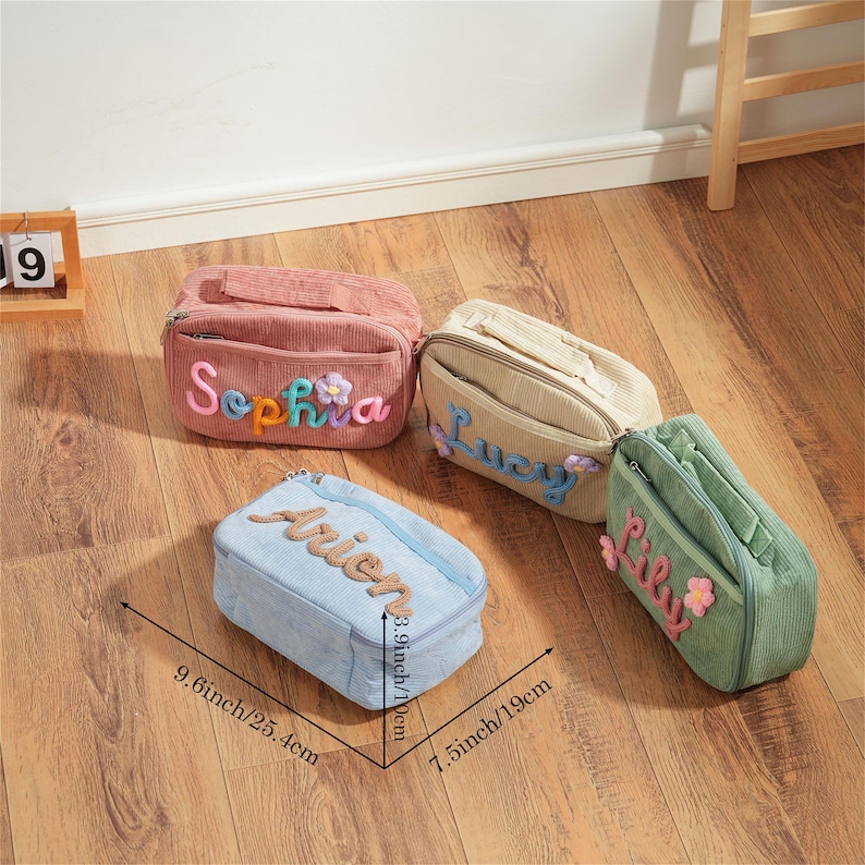 Personalized Corduroy Kids Lunch Bag & Backpack Set - Custom Name ...