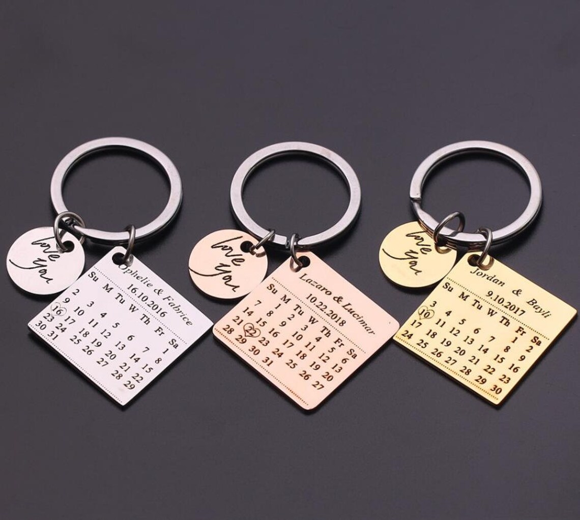 Engraved Calendar Keychain Personalized Calendar Keychain Etsy Calendar Keychain Personalized