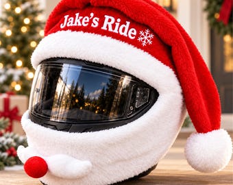 Weihnachtsmann-Motorradhelmbezug, Helmbezug mit individuellem Namen für Motorradfahrer