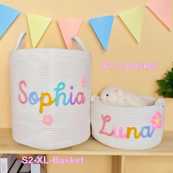 Panier De Rangement Personnalisable En Corde De Coton - Pour Baby Shower, Jouets Bébé, Animaux - Plusieurs Tailles
