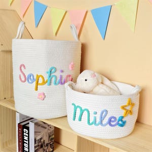 Personalized Baby Shower Gift Basket, Custom Baby Name Basket, Cotton Rope Basket , Baby Toys Storage, Nursery Organizer Decor, Newborn Gift