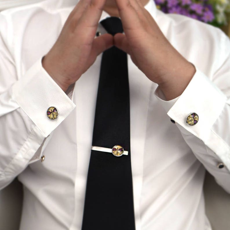 Daddy/'s Wedding Gifts,Step father gift Father of the Groom Cufflinks Dad a son/'s first hero mens wedding gifts Round Glass Tie tacks