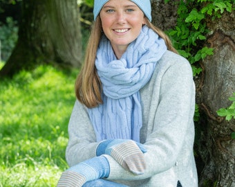 Geelongora Cable Knit Scarf – Soft Lambswool Angora Blend