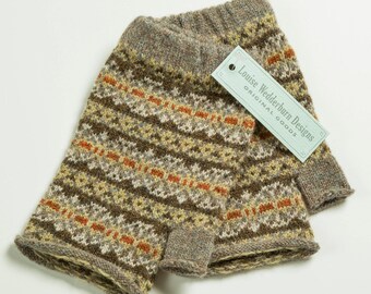 H - Ladies Fingerless Fairisle Mittens