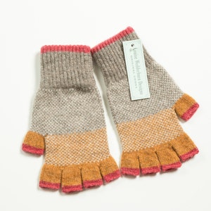 A - Gants sans doigts en laine d'agneau chiné pour femme