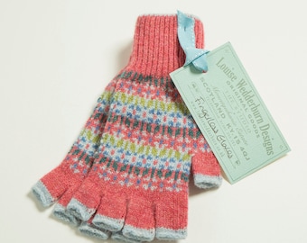 F - Ladies Shetland Fingerless, knitted Fairisle gloves