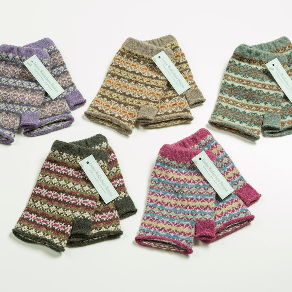 H - Ladies Fingerless Fairisle Mittens