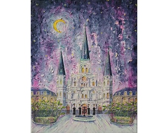 Print of Saint Louis Cathedral Jackson Square French Quarter New Orleans Print with Mat 11x14"
