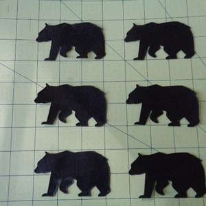 Set of Six Black Bear Iron On Appliques Lodge Theme