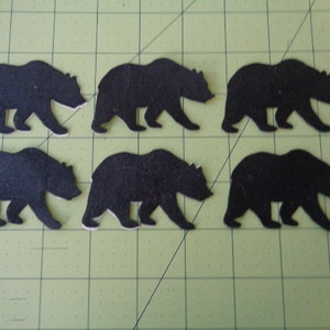 Set of Six Black Bear Iron On Appliques Mountain Camp Lodge Theme