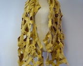 Avant garde yellow wool shawl wrap. Perfect for gift.