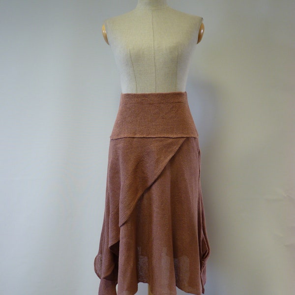 Feminine powder pink linen skirt M size