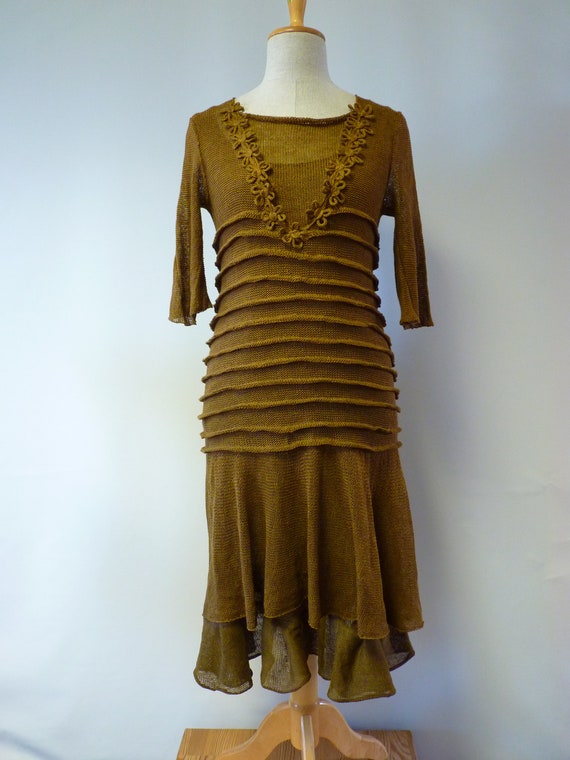 gold linen dress