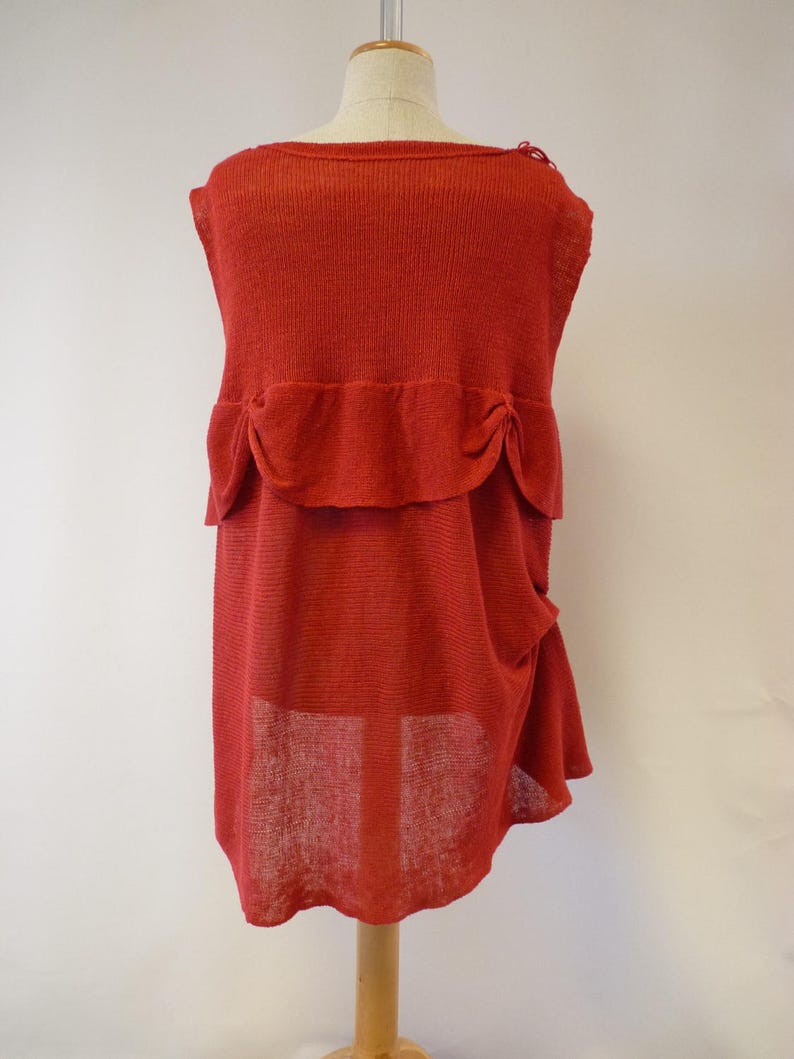 Special price Fashion loose-fitting knitted red linen blouse M size.