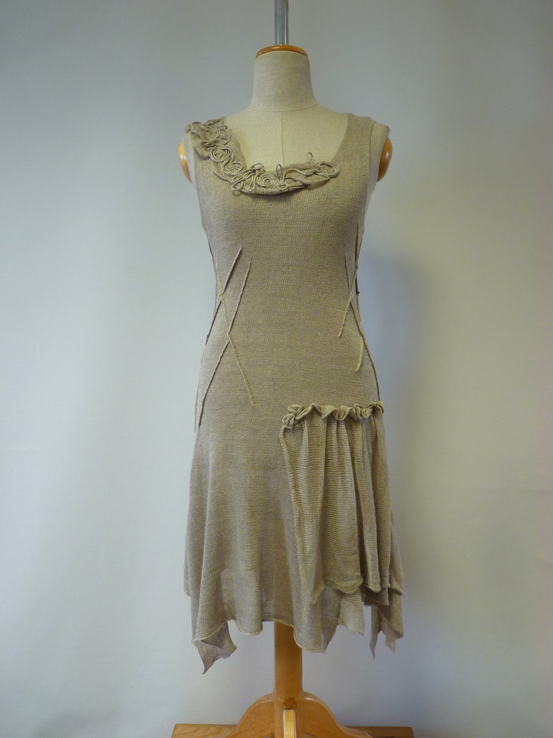 taupe linen dress