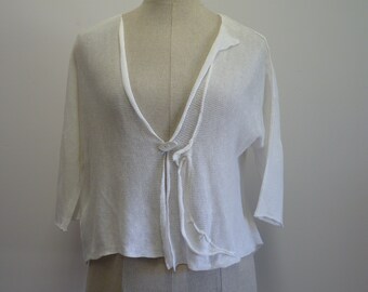 Off-white linen cardigan size L.