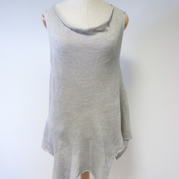 ZUZA BART light grey silver 100% linen tunic XL natural fabric handmade only one sample