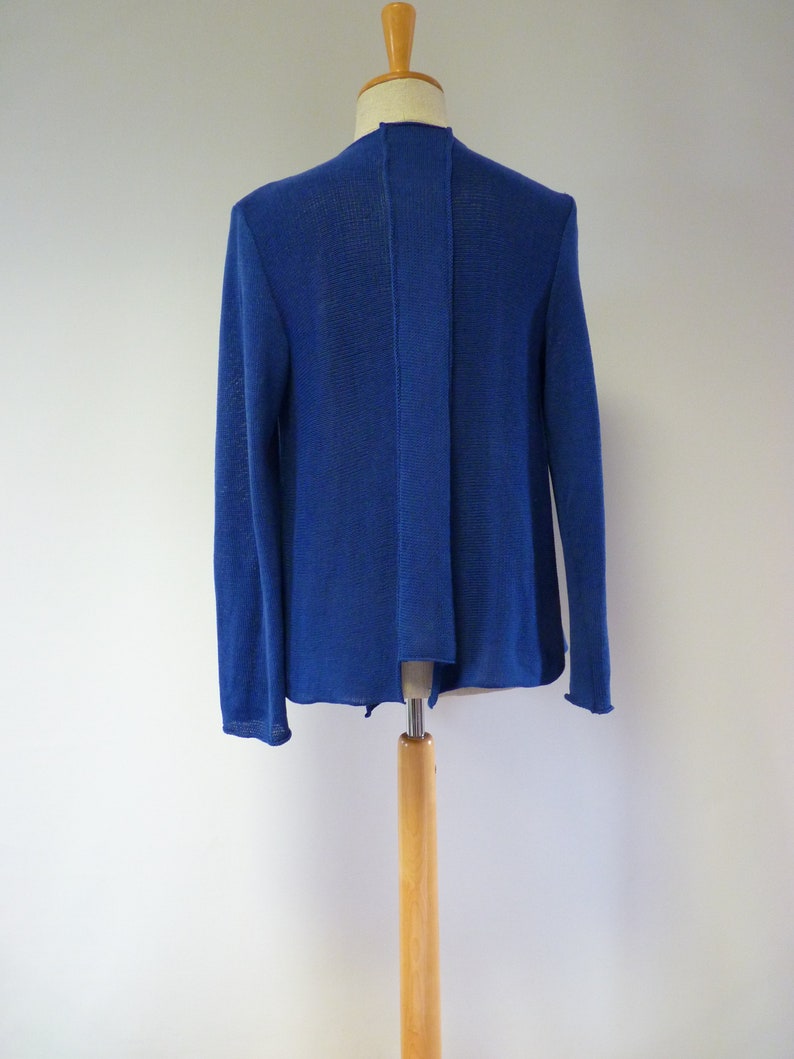 Artsy blue cotton cardigan with wool decoration size XL.