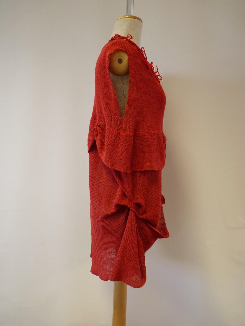 Special price Fashion loose-fitting knitted red linen blouse M size.