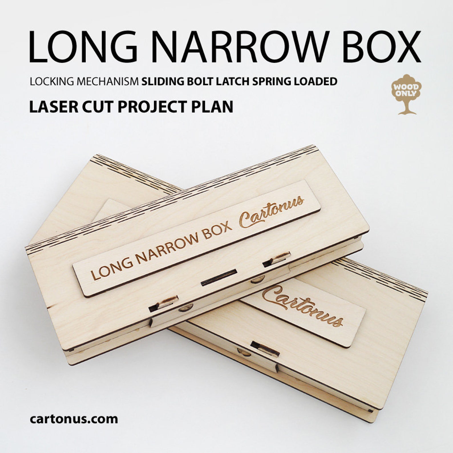 Long narrow box with sliding bolt latch. Laser cut vector Etsy