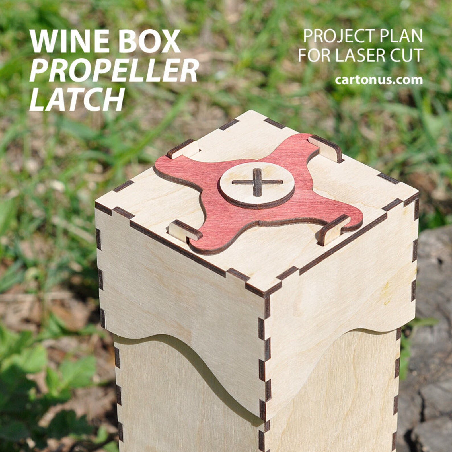 Boxes with propeller latch. Laser cut project plan. Instant Etsy