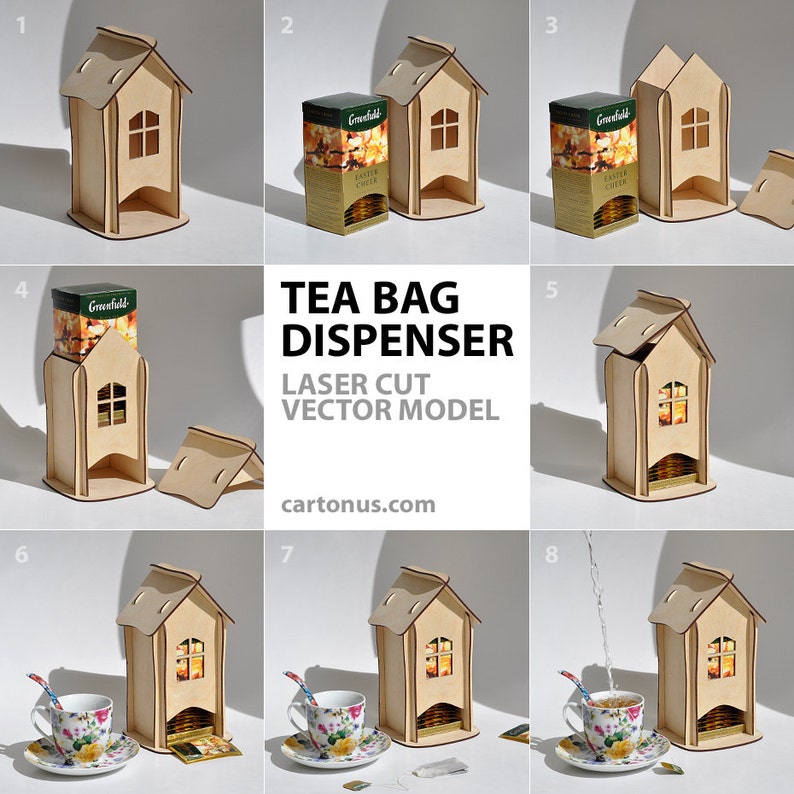 Tea bag dispenser. Laser cut vector model. Instant download Etsy