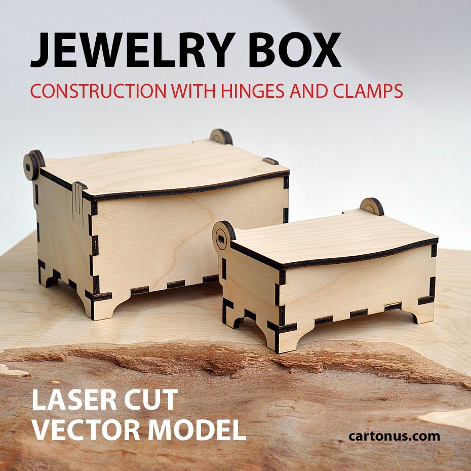 Jewelry box vector template for laser cutting. Instant Etsy