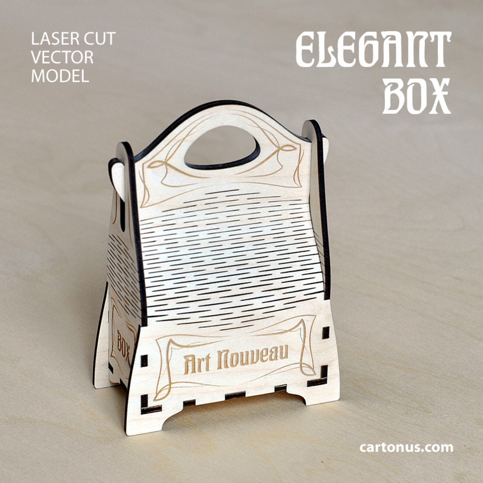 Elegant gift box with handle. Art nouveau style. Laser cut Etsy