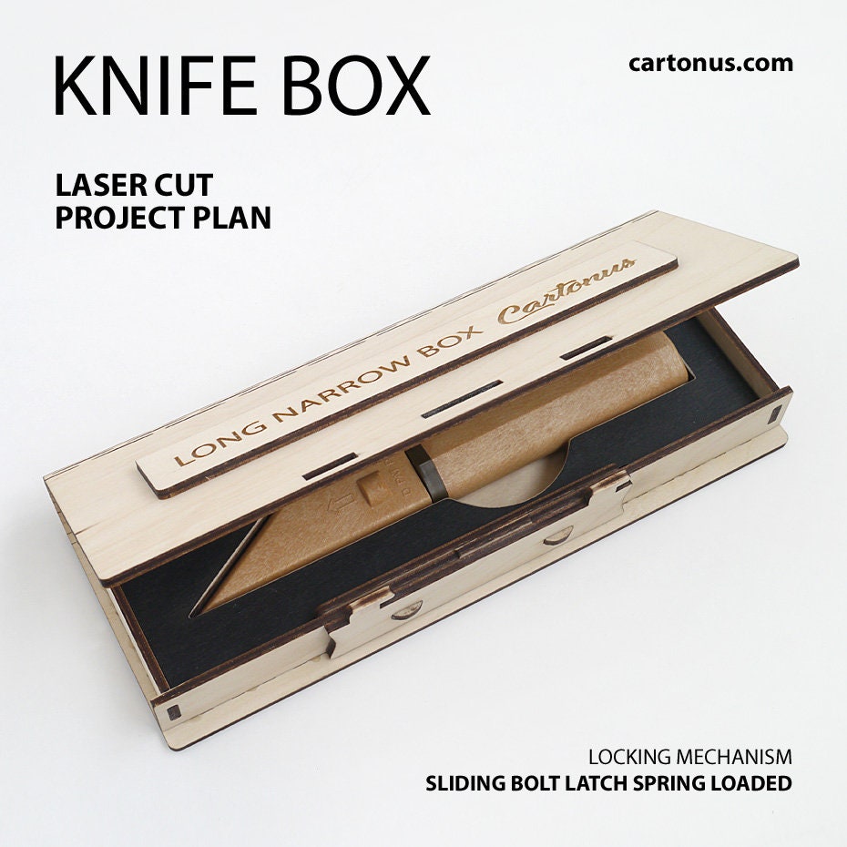 Long narrow box with sliding bolt latch. Laser cut vector Etsy