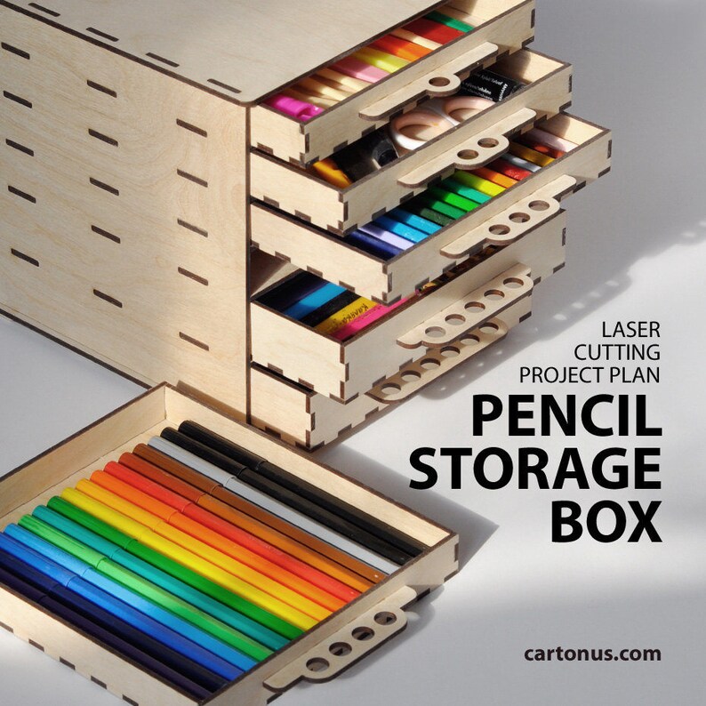 Storage Box With Drawers Project Plan For Laser Cut Instant Image 0