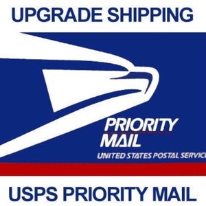 May include: USPS Priority Mail logo with a blue background and a white eagle in flight. The text "PRIORITY MAIL" is in red and white, and the text "UNITED STATES POSTAL SERVICE" is in white.