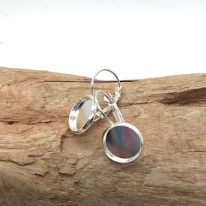 14mm Sterling Silver Earrings-.925 Earring Settings-14mm Sterling Lever Backs-Sterling Silver Earring Bezel Tray-Earring-DIY Earrings