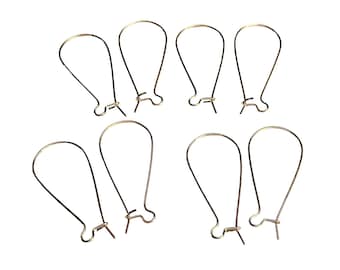 Stainless Steel Gold Tone Kidney Earring Wire Hooks-16mm Kidney Wire Earrings-DIY Hook Earrings-16mm Wire Hook Earrings