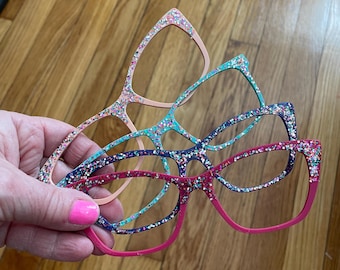 Confetti Glitter 3D Printed Frame Topper-Magnetic Frame Topper- Glitter Top Frame Topper-Glitter Eyewear Topper-Rainbow Glitter Frame Topper