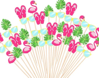 12-24-50-100 Piece Luau Charcuterie Picks-Beach Cocktail Picks-Pool Party Picks-Summer Party Picks-Tropical Party Picks