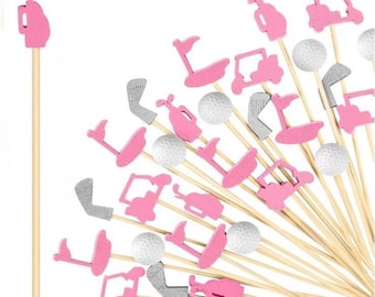 Pink Golf Charcuterie Picks-Golf Themed Cocktail Picks-Girly Golf Charcuterie Picks-Golf Party Picks-Golf Birthday Party Picks-Pink Golf