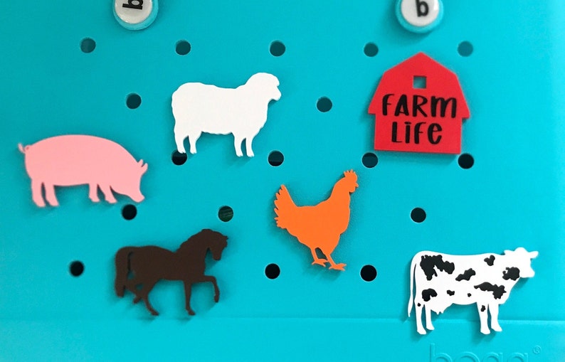 Farm Life Bogg Charm-Pig Bogg Charm-Cow Bogg Charm-Horse Bogg Charm-Chicken Bogg Charm-Rooster Bogg Charm-Sheep Bogg Bit-Farm Girl Bogg Bit image 1