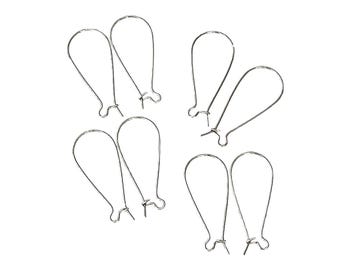 Stainless Steel Silver Tone Kidney Earring Wire Hooks-16mm Kidney Wire Earrings-DIY Hook Earrings-16mm Wire Hook Earrings