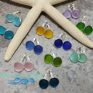 Sterling Silver Sea Glass Earrings-Beach Glass Earrings-Sterling Silver Earrings-Sea Glass Earrings-Sea Glass-Aqua-Turquoise-Teal-Cobalt