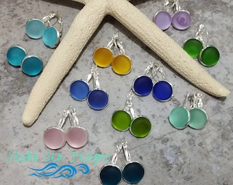 Sterling Silver Sea Glass Earrings-Beach Glass Earrings-Sterling Silver Earrings-Sea Glass Earrings-Sea Glass-Aqua-Turquoise-Teal-Cobalt