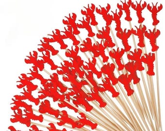 10-25-50-100 Piece Lobster Charcuterie Picks-Lobster Cocktail Picks-Crawfish Charcuterie Picks-Appetizer Toothpicks-Seafood Picks-Crawfish