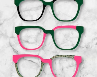 Wicked Elphaba Glinda Inspired 3D Printed Eyewear Topper- Pink and Green Frame Topper-Glitter Frame Topper