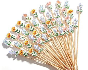 Wildflower Charcuterie Picks-Flower Cocktail Picks-Girls Party Charcuterie Pick-Tea Party Picks-Floral Party Picks-Tea Sandwich Picks