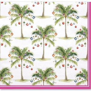 Palm Tree Ornaments Napkin for Decoupage-Christmas Palm Tree Decoupage Napkin-Beach Paper Napkin-Christmas Coastal Napkin-Crafting Napkin