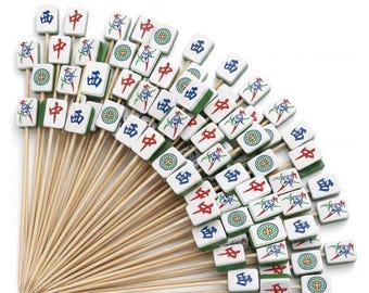 Mahjong Charcuterie Picks-Mahjong Cocktail Picks-Girls Night Charcuterie Picks-Mahjong Party Picks-Game Night Picks-Wooden Painted Picks