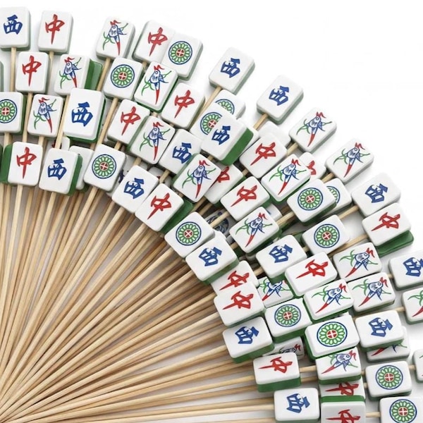Mahjong Charcuterie Picks-Mahjong Cocktail Picks-Girls Night Charcuterie Picks-Mahjong Party Picks-Game Night Picks-Wooden Painted Picks
