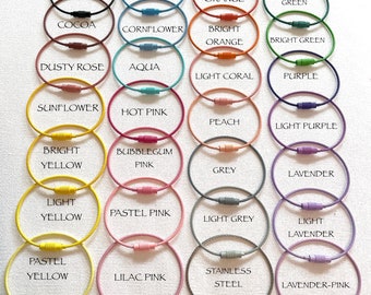 Color Coated Bogg Key Ring-Bogg Key Ring-Solid Color Bogg Cable-Colored Steel 6" Cable Key Chain-Bogg Bit Key Ring Fits Bogg Bit Button