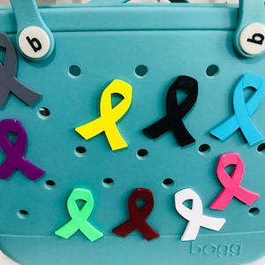 Awareness Ribbon Bogg Bag Bits-Cancer Ribbon Bogg Bits-Breast Cancer Screw Back Ribbon Bogg Charm-Bogg Bag Buttons
