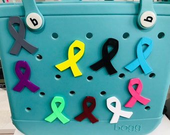 Awareness Ribbon Bogg Bag Bits-Cancer Ribbon Bogg Bits-Breast Cancer Screw Back Ribbon Bogg Charm-Bogg Bag Buttons