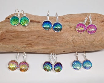 Sterling Silver Mermaid Scale Earrings-Silver Mermaid Earrings-Sterling Silver Earrings-Mermaid Jewelry-Mermaids-Dragon Scale Earrings